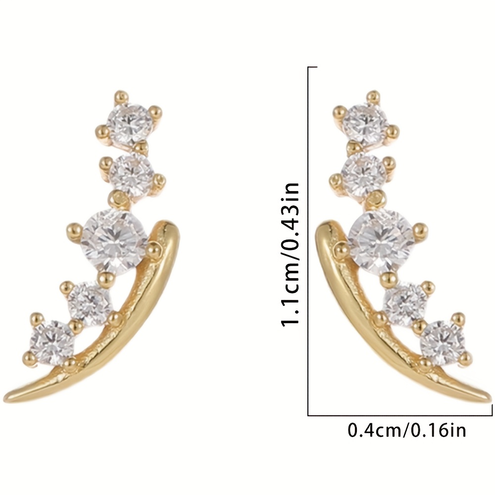 Delicate Copper Stud Earrings with Zirconia - Women's Daily Wear